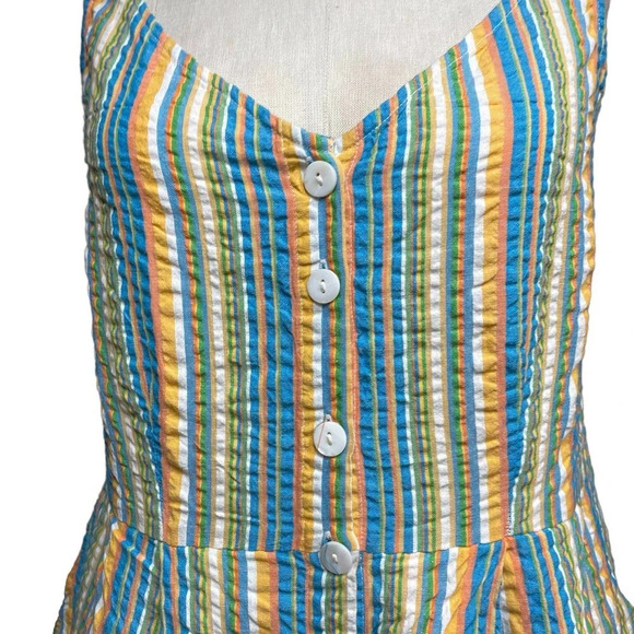 Roller Rabbit Seersucker Lindy Dress Rainbow Stripe Size Medium - Picture 4 of 11